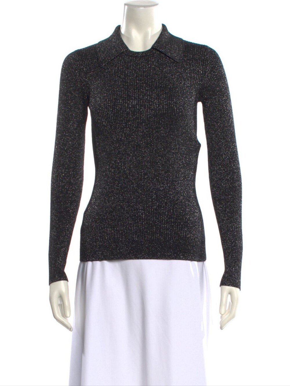 Diane Von Furstenberg Black Metallic Wool Sweater